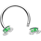 16G 3/8 Butterfly Green Splash Horseshoe Circular Barbell