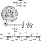 Clear Gem Star Texture Barbell Tongue Ring