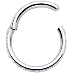 16G Clear Cubic Zirconia Forward Facing Hinged Segment Ring