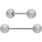 Red CZ Gem Flower Sandblasted Barbell Tongue Ring Set of 4