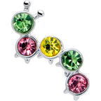 16G 1/4 Pink Green Gem Caterpillar Cartilage Tragus Earring