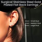 14k Yellow Gold Plated 4mm CZ Flat Back Stud Earrings - 1 Pair