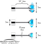Blue Simplistic Heart Star CZ Flat Back Stud Earrings - 3 Pairs