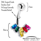 Rainbow Gem Pride Fancy Glam Belly Ring