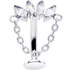 Gem Chain Dangle Titanium Push In Threadless Floating Belly Ring