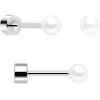 20G Clear Gem White Orb Butterfly Flatback Earring Set of 6