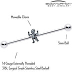 14G Two Tone Halloween Mummy Industrial Barbell 38mm