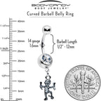 Clear Gem Two Tone Halloween Mummy Dangle Belly Ring