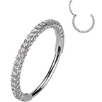 18G Implant Grade Titanium Triple Sided Micro Gem Hinged Nose Hoop