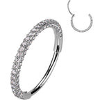 18G Implant Grade Titanium Triple Sided Micro Gem Hinged Nose Hoop