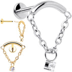 18G 5/16 CZ Gem Titanium Threadless Dangle Hidden Helix Earring