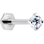 16G 5/16 Clear Gem Implant Grade Titanium Threadless Reversible Hex Flatback Stud