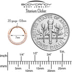 20G Rose Gold PVD Implant Grade Titanium Triple Sided Micro Gem Hinged Nose Hoop