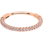 20G Rose Gold PVD Implant Grade Titanium Triple Sided Micro Gem Hinged Nose Hoop