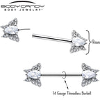 14G 9/16 Style Butterfly Threadless Nipple Ring Set
