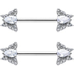 14G 9/16 Style Butterfly Threadless Nipple Ring Set