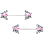 14G 9/16 Style Butterfly Threadless Nipple Ring Set