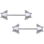 14G 9/16 Style Butterfly Threadless Nipple Ring Set