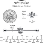 14G Clear CZ Gem Fabulous Angel Industrial Barbell 38mm