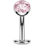 CZ Bezel Gem Titanium Threadless Floating Belly Ring