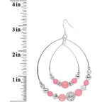 Pink Beaded Double Hoop Fashion Earrings