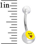 Clear Acrylic Rude Smiley Belly Ring