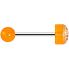 14G Orange Acrylic American Flag Straight Barbell Tongue Ring