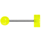 14G 5/8 Neon Green Acrylic Giving the Middle Finger Tongue Ring