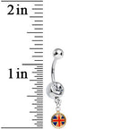 Clear Gem Red and Blue UK British Flag Charm Dangle Belly Ring