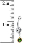 Clear Gem Black and Green Pot Leaf Charm Dangle Belly Ring