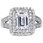 Sterling Silver Emerald Cubic Zirconia Ring -2.25 ct tw