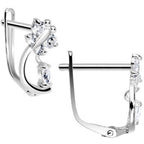 14k White Gold Clear Cubic Zirconia Dragonfly Earrings