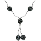Sterling Silver Jet Crystal Ball Drop Necklace