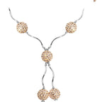 Sterling Silver Champagne Crystal Ball Drop Necklace