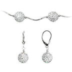 Sterling Silver Clear Crystal Ball Drop Necklace and Earring Set