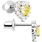 Sterling Silver Heart CZ November Birthstone Youth Screwback Earrings