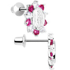 Sterling Silver Pink CZ Lady of Guadalupe Youth Screwback Earrings