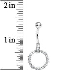 925 Sterling Silver Cubic Zirconia Circle Charm Belly Ring