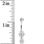 925 Sterling Silver Cubic Zirconia Dangle Flower Belly Ring