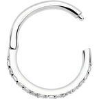 14k Solid White Gold Hinged Segment Ring Forward Facing CZ 18G 5/16