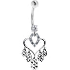 16G Solid 14k White Gold Majestic Heart Chandelier Belly Ring