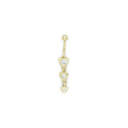 16G Solid 14k Yellow Gold Zirconia Heart Drop Belly Ring