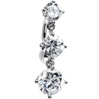 16G Solid 14k White Gold Top Mount CZ Belly Ring