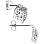 14k White Gold CZ 7mm Dice Stud Earrings