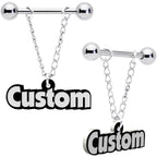 Custom Glow in the Dark Chain Personalized Name Dangle Nipple Ring Set