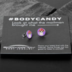 Polka Dot Mushroom Hat Cat Stud Earrings by Onyx O