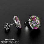 Blossom Creation Paradise of Pink Flowers Stud Earrings by Onyx O