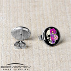 Floral Flowers Skull Stud Earrings by Onyx O
