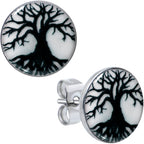 Stainless Steel Tree of Life Glow in the Dark Stud Earrings by Onyx O