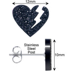 Glitter Heartbreaker Broken Heart Stud Earrings